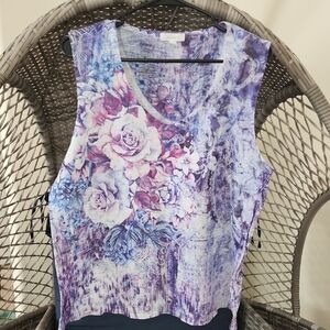 Floral Sleeveless Top - Purple and Pink